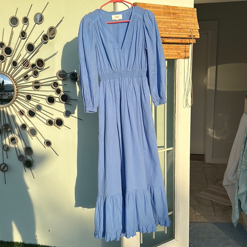 XIERNA 100% Cotton long Sleeve V Neck dress Size XS